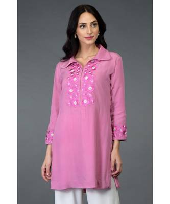 Burgundy Marori and Sequin Embroidered Tunic Top 1