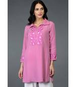 Burgundy Marori and Sequin Embroidered Tunic Top