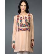 Carnation Pink Resham Crystal & Beads Embroidered Tunic Top