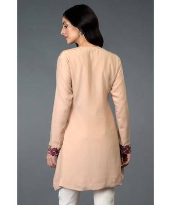 Carnation Pink Resham Crystal & Beads Embroidered Tunic Top 3