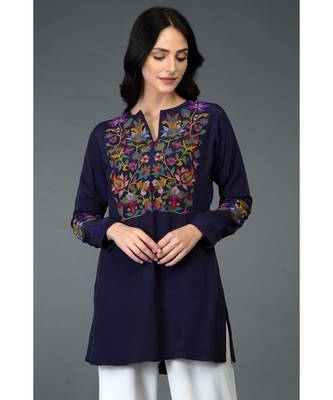 Beige Kani Art Embroidered Tunic Top 1