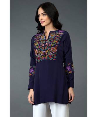Beige Kani Art Embroidered Tunic Top 2