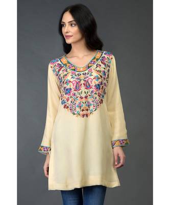Eclipse Blue Kani Art Embroidered Tunic Top 1