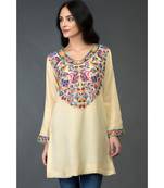 Eclipse Blue Kani Art Embroidered Tunic Top
