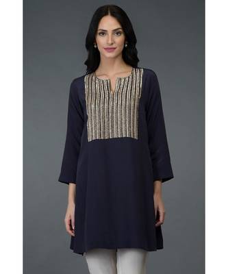 Eclipse Blue Sequin and Beads Embroidered Tunic Top 1