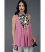 Carnation Pink Sequin and Beads Embroidered Tunic Top