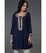 Navy Blue Gota Patti Crystal and Dabka Embroidered Tunic Top
