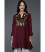 Burgundy Resham Sequin and Beads Embroidered Tunic Top