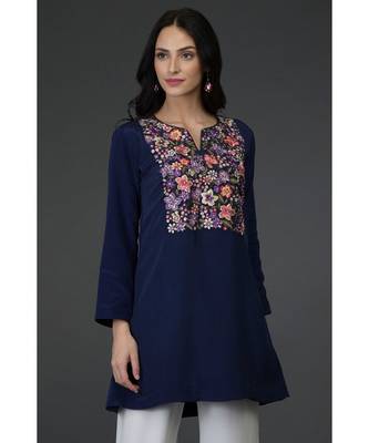 Eclipse Blue Resham Sequin and Beads Embroidered Tunic Top 1