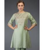 Sage Green Gota Patti Hand Embroidered Tunic Kurta