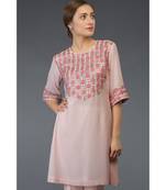 Nude Pink Resham & Gota Patti Hand Embroidered Tunic Kurta