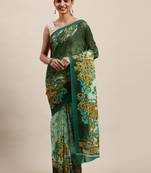 Shaily Women Green Georgette Printed Saree