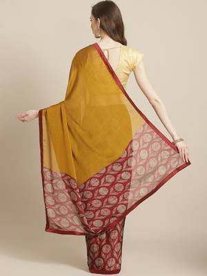 Shaily Women Mustard 363 Printed Saree 2