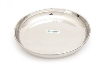 Coconut Stainless Steel Dinner Plate/ Pulav Plate/Thali/ Kumcha - Pack of 6 (Diameter  11 Inch) 1