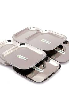 Coconut Stainless Steel Square Plate Diameter - 20Cm - Set of 6