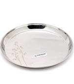 Coconut Stainless Steel Heavy Guage Laser Kanchan Bogi/Round Dinner Plates - 6 Pcs (Diameter  8 Inch)