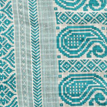 Blue printed cotton saree with blouse 5