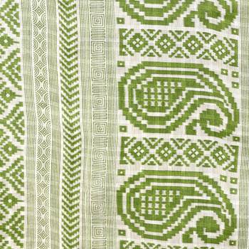 Green printed cotton saree with blouse 5