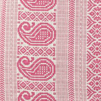 Pink printed cotton saree with blouse 5