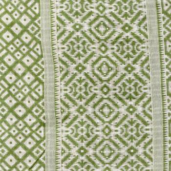 Green printed cotton saree with blouse 5