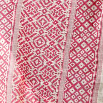 Pink printed cotton saree with blouse 5