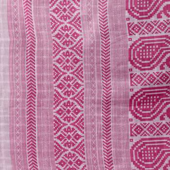 Pink printed cotton saree with blouse 5