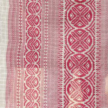 Pink printed cotton saree with blouse 5