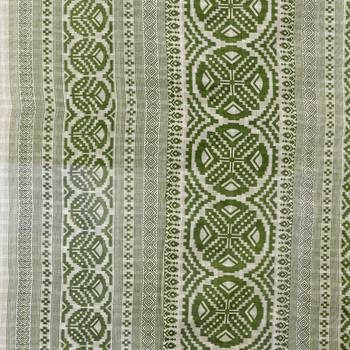 Green printed cotton saree with blouse 5