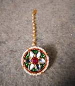 Designer Classic Kundan Pearl Stone Maang Tikka or Borla Headpiece for Wedding