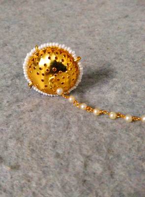 Designer Classic Kundan Pearl Stone Maang Tikka or Borla Headpiece for Wedding 3