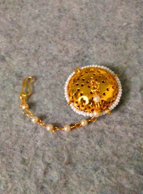 Designer Classic Kundan Pearl Stone Maang Tikka or Borla Headpiece for Wedding 3