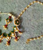 Designer kundan pearl stone bridal wedding nose ring indian style nath with pearl line