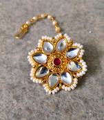 Designer Classic Kundan Pearl Stone Maang Tikka or Borla Headpiece for Wedding