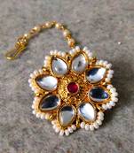  Designer Classic Kundan Pearl Stone Maang Tikka or Borla Headpiece for Wedding