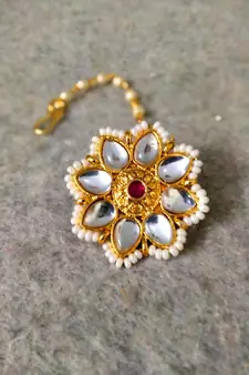  Designer Classic Kundan Pearl Stone Maang Tikka or Borla Headpiece for Wedding