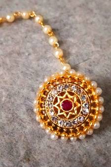 Designer Classic Kundan Pearl Stone Maang Tikka or Borla Headpiece for Wedding