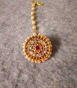 Designer classic kundan pearl stone maang tikka or borla headpiece for wedding