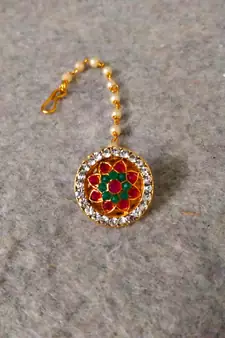 Designer Classic Kundan Pearl Stone Maang Tikka or Borla Headpiece for Wedding