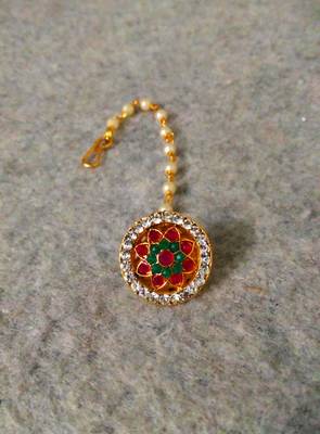 Designer Classic Kundan Pearl Stone Maang Tikka or Borla Headpiece for Wedding 3