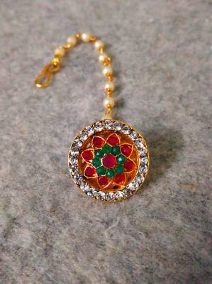 Designer Classic Kundan Pearl Stone Maang Tikka or Borla Headpiece for Wedding 1