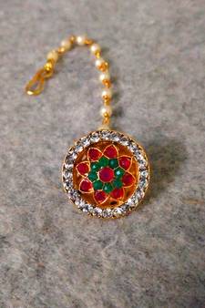 Designer Classic Kundan Pearl Stone Maang Tikka or Borla Headpiece for Wedding