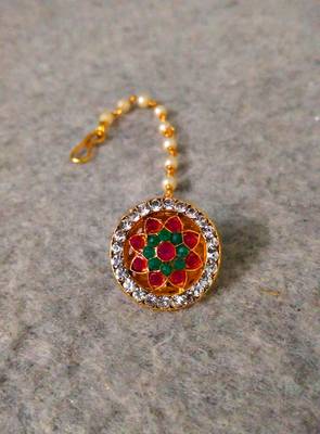 Designer Classic Kundan Pearl Stone Maang Tikka or Borla Headpiece for Wedding 3
