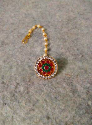 Designer Classic Kundan Pearl Stone Maang Tikka or Borla Headpiece for Wedding 4