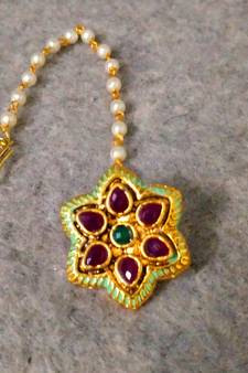 Designer Classic Kundan Pearl Stone Maang Tikka or Borla Headpiece for Wedding