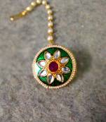 Designer classic kundan pearl stone maang tikka or borla headpiece for wedding