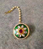 Designer classic kundan pearl stone maang tikka or borla headpiece for wedding