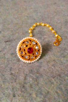 Designer classic kundan pearl stone maang tikka or borla headpiece for wedding