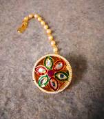 Designer classic kundan pearl stone maang tikka or borla headpiece for wedding