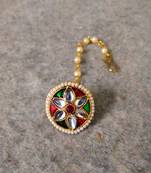 Designer classic kundan pearl stone maang tikka or borla headpiece for wedding
