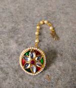 Designer classic kundan pearl stone maang tikka or borla headpiece for wedding